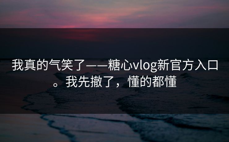 我真的气笑了——糖心vlog新官方入口。我先撤了，懂的都懂